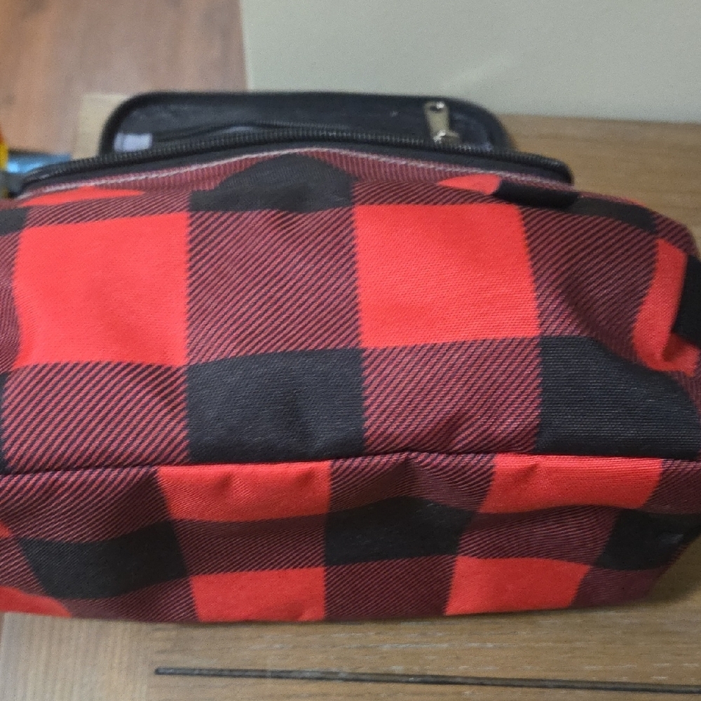 L.L. Bean Red and Black Buffalo Check Toiletry Bag - Picture 3 of 8